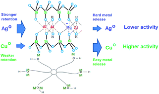 Graphical abstract: Insights into the metal retention role in the antibacterial behavior of montmorillonite and cellulose tissue-supported copper and silver nanoparticles