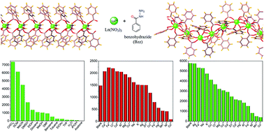 Graphical abstract: The coordination chemistry of benzhydrazide with lanthanide(iii) ions: hydrothermal in situ ligand formation, structures, magnetic and photoluminescence sensing properties