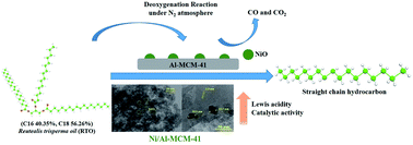 Graphical abstract: Lewis acid Ni/Al-MCM-41 catalysts for H2-free deoxygenation of Reutealis trisperma oil to biofuels