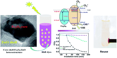 Graphical abstract: Rational design of magnetically separable core/shell Fe3O4/ZnO heterostructures for enhanced visible-light photodegradation performance