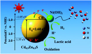 Graphical abstract: Nickel hydroxide as a non-noble metal co-catalyst decorated on Cd0.5Zn0.5S solid solution for enhanced hydrogen evolution