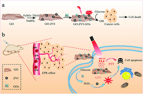 Graphical abstract: H2O2 self-providing synergistic chemodynamic/photothermal therapy using graphene oxide supported zero valence iron nanoparticles