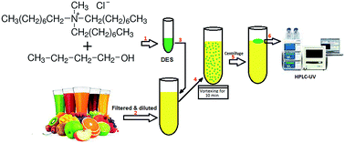 Graphical abstract: Novel hydrophobic deep eutectic solvent for vortex-assisted liquid phase microextraction of common acaricides in fruit juice followed by HPLC-UV determination