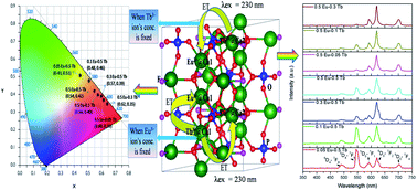 Graphical abstract: Unraveling the site-specific energy transfer driven tunable emission characteristics of Eu3+ & Tb3+ co-doped Ca10(PO4)6F2 phosphors