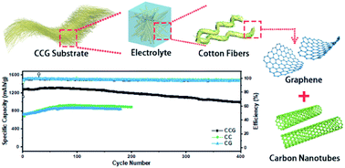 Graphical abstract: Designing conductive networks of hybrid carbon enables stable and long-lifespan cotton-fiber-based lithium–sulfur batteries