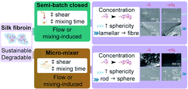 Graphical abstract: Mixing and flow-induced nanoprecipitation for morphology control of silk fibroin self-assembly