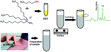 Graphical abstract: Sensitive determination of vincristine in plasma of children with leukaemia using vortex-assisted dispersive liquid–liquid microextraction based on hydrophobic deep eutectic solvent