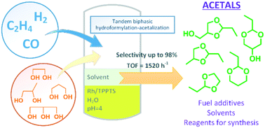 Graphical abstract: One-pot synthesis of short-chain cyclic acetals via tandem hydroformylation–acetalization under biphasic conditions