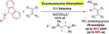 Graphical abstract: Nickel-catalyzed enantioselective vinylation of aryl 2-azaallyl anions