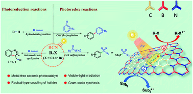 Graphical abstract: Ceramic boron carbonitrides for unlocking organic halides with visible light