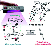 Graphical abstract: Hydrogen-bond-induced selectivity of a head-to-head photo-dimerisation of dialkynylanthracene – access to tetradentate Lewis acids