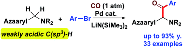 Graphical abstract: Palladium-catalyzed benzylic C(sp3)–H carbonylative arylation of azaarylmethyl amines with aryl bromides