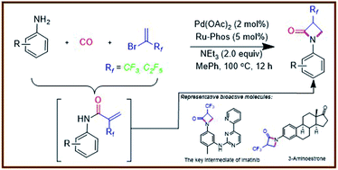 Graphical abstract: A general strategy for the synthesis of α-trifluoromethyl- and α-perfluoroalkyl-β-lactams via palladium-catalyzed carbonylation