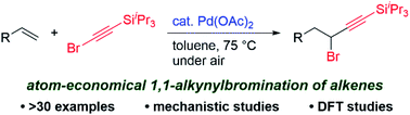 Graphical abstract: Palladium-catalyzed 1,1-alkynylbromination of alkenes with alkynyl bromides