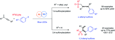 Graphical abstract: Regiodivergent sulfonylarylation of 1,3-enynes via nickel/photoredox dual catalysis