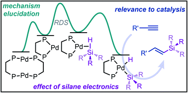 Graphical abstract: The mechanism of oxidative addition of Pd(0) to Si–H bonds: electronic effects, reaction mechanism, and hydrosilylation