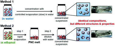 Graphical abstract: Processing method determines the long-term stability of particle dispersions in concentrated nanoparticle/polymer suspensions