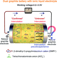 Graphical abstract: The mechanism of bulky imidazolium cation storage in dual graphite batteries: a spectroscopic and theoretical investigation