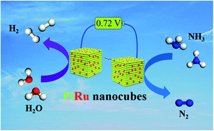 Graphical abstract: PtRu nanocubes as bifunctional electrocatalysts for ammonia electrolysis