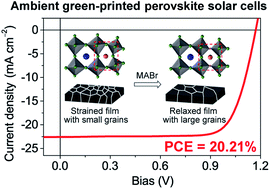 Graphical abstract: Microstructure and lattice strain control towards high-performance ambient green-printed perovskite solar cells
