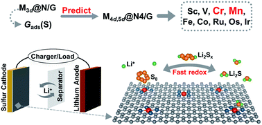 Graphical abstract: Single atom catalysts supported on N-doped graphene toward fast kinetics in Li–S batteries: a theoretical study