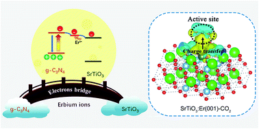 Graphical abstract: Dual functions of CO2 molecular activation and 4f levels as electron transport bridges in erbium single atom composite photocatalysts therefore enhancing visible-light photoactivities