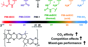 Graphical abstract: Sorption-enhanced mixed-gas transport in amine functionalized polymers of intrinsic microporosity (PIMs)