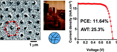 Graphical abstract: High efficiency semitransparent perovskite solar cells containing 2D nanopore arrays deposited in a single step