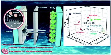 Graphical abstract: MOF-based ionic sieve interphase for regulated Zn2+ flux toward dendrite-free aqueous zinc-ion batteries