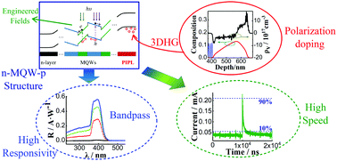 Graphical abstract: Polarization engineered InGaN/GaN visible-light photodiodes featuring high responsivity, bandpass response, and high speed