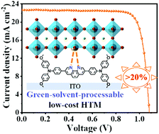 Graphical abstract: A low-cost and green-solvent-processable hole-transport material enabled by a traditional bidentate ligand for highly efficient inverted perovskite solar cells