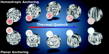 Graphical abstract: Frustrated structures and pattern formation after thermal quenches in cholesteric liquid crystal droplets