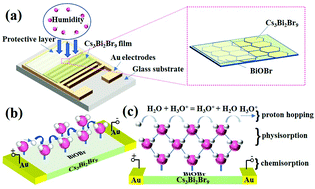 Graphical abstract: Highly stable humidity sensor based on lead-free Cs3Bi2Br9 perovskite for breath monitoring