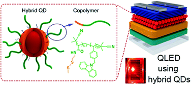 Graphical abstract: Origin of enhanced efficiency and stability in diblock copolymer-grafted Cd-free quantum dot-based light-emitting diodes