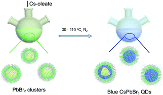 Graphical abstract: Nucleation-controlled growth of ultra-small perovskite quantum dots for bright blue light-emitting diodes