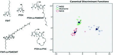 Graphical abstract: Oxygen-bearing functionalities enhancing NO2, NH3, and acetone electronic response and response variation by polythiophenes in organic field-effect transistor sensors