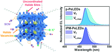 Graphical abstract: Suppression of halide migration and immobile ionic surface passivation for blue perovskite light-emitting diodes