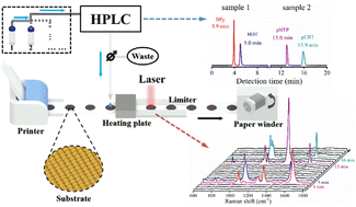 Graphical abstract: Construction of a HPLC-SERS hyphenated system for continuous separation and detection based on paper substrates