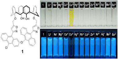 Graphical abstract: A highly selective chromogenic and fluorogenic chemodosimeter for dual detection of Cu2+ based on a redox-active calix[4]arene with isoxazolylchloroanthracene