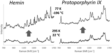 Graphical abstract: Cryogenically induced signal enhancement of Raman spectra of porphyrin molecules