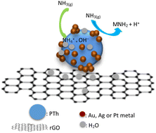 Graphical abstract: Fabrication of noble metal (Au, Ag, Pt)/polythiophene/reduced graphene oxide ternary nanocomposites for NH3 gas sensing at room temperature