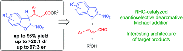 Graphical abstract: Dearomative Michael addition involving enals and 2-nitrobenzofurans realized under NHC-catalysis