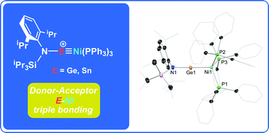 Graphical abstract: Accessing cationic tetrylene-nickel(0) systems featuring donor–acceptor E–Ni triple bonds (E = Ge, Sn)