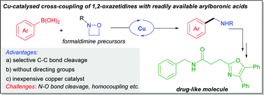 Graphical abstract: Merging strain-release and copper catalysis: the selective ring-opening cross-coupling of 1,2-oxazetidines with boronic acids