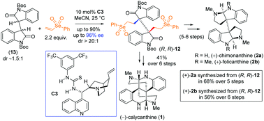 Graphical abstract: Concise total syntheses of bis(cyclotryptamine) alkaloids via thio-urea catalyzed one-pot sequential Michael addition