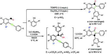 Graphical abstract: Transition-metal-free approaches to 2,3-diarylated indenones from 2-alkynylbenzaldehydes and phenols with tunable selectivity