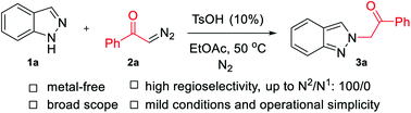Graphical abstract: TfOH-catalyzed regioselective N2-alkylation of indazoles with diazo compounds