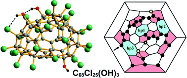 Graphical abstract: Crippling the C70 fullerene: non-classical C68Cl26(OH)2 and C68Cl25(OH)3 with three heptagons and only fused pentagons via chlorination-promoted skeletal transformations