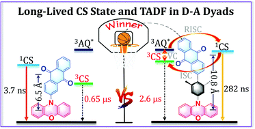 Graphical abstract: Long-lived charge separated state and thermally activated delayed fluorescence in anthraquinone-phenoxazine electron donor–acceptor dyads