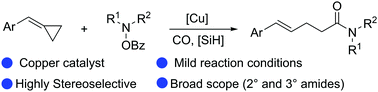 Graphical abstract: Copper-catalyzed hydroaminocarbonylation of benzylidenecyclopropanes: synthesis of γ,δ-unsaturated amides